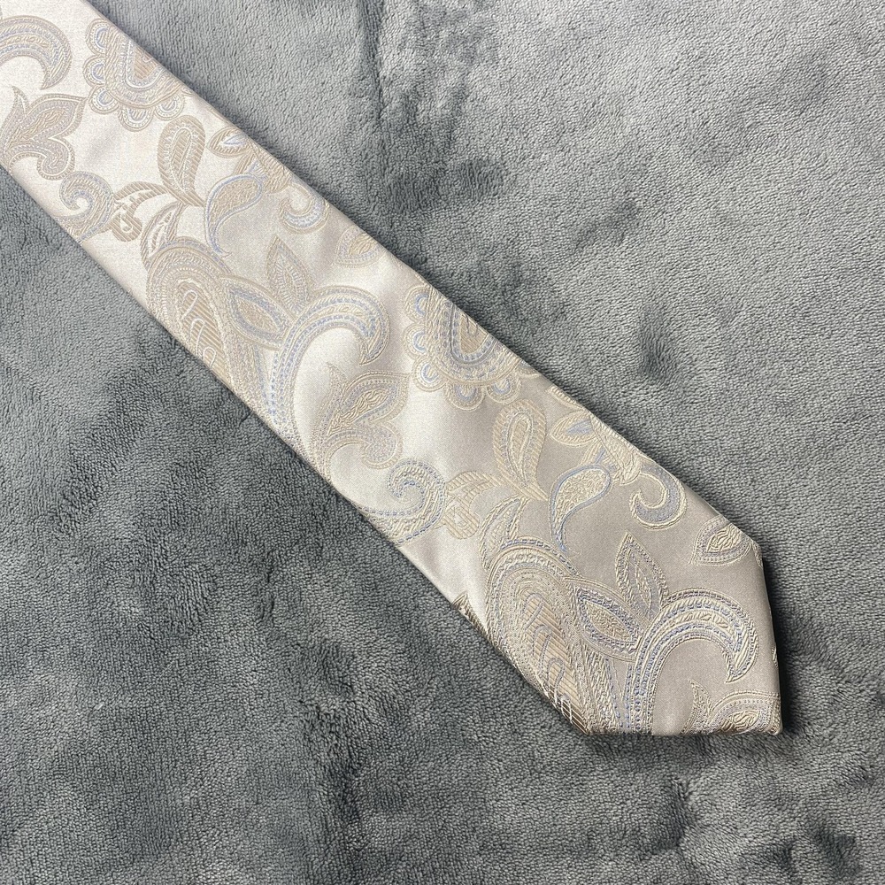 Sean John‎ Tie Mens One Size Beige Paisley 100% Silk Classic Woven Necktie